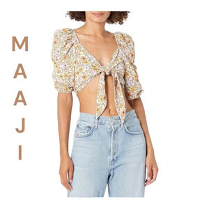 Maaji Colombian Floral Crop‎ Top Blouse | Size: Large
